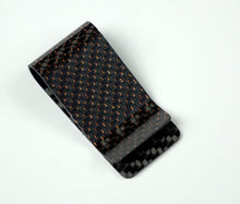 Load image into Gallery viewer, Money Clip - 2x2 with Metallic Copper Lacing Carbon Fiber