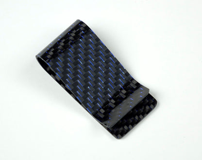 Money Clip - 2x2 with Metallic Blue Lacing Carbon Fiber