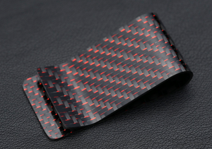 Money Clip - 2x2 with Metallic Red Lacing Carbon Fiber