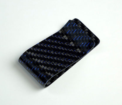 Money Clip - 2x2 with Metallic Blue Lacing Carbon Fiber