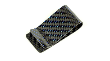 Money Clip - 2x2 with Metallic Blue Lacing Carbon Fiber