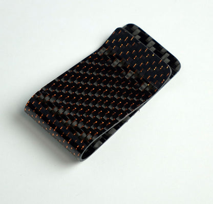Money Clip - 2x2 with Metallic Copper Lacing Carbon Fiber