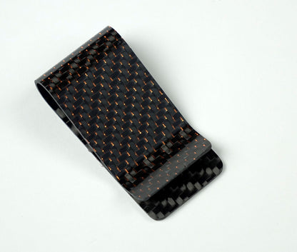 Money Clip - 2x2 with Metallic Copper Lacing Carbon Fiber
