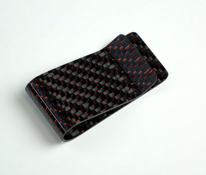 Money Clip - 2x2 with Metallic Red Lacing Carbon Fiber